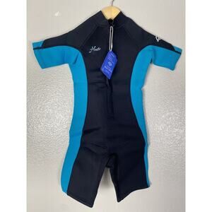 Hevto Wetsuits Kids and Youth 3/2mm Neoprene Full Shorty Suits Sz 8X Black/Blue